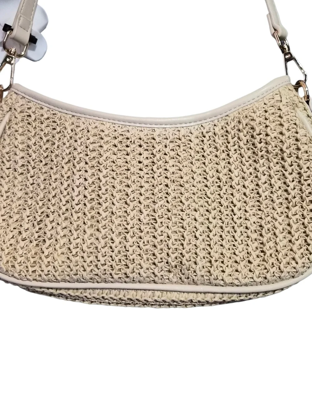 Y2K Beige Woven Raffia Straw Shoulder Purse Bag
